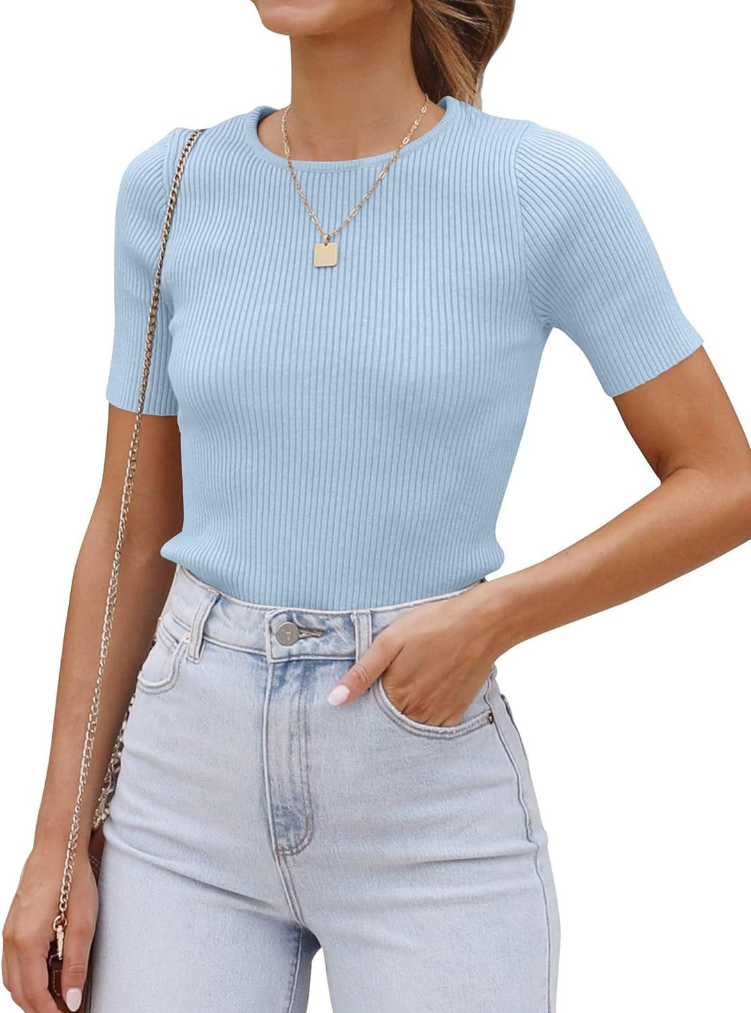 Dame figursyet Premium Rib T-shirt Stilla