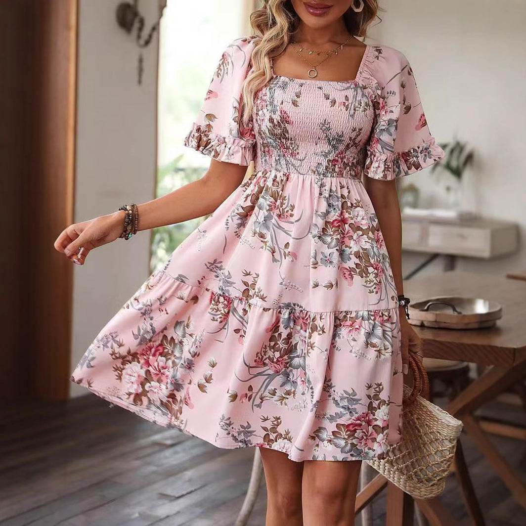 Damer Smocked Floral Swing Kjole Stilla