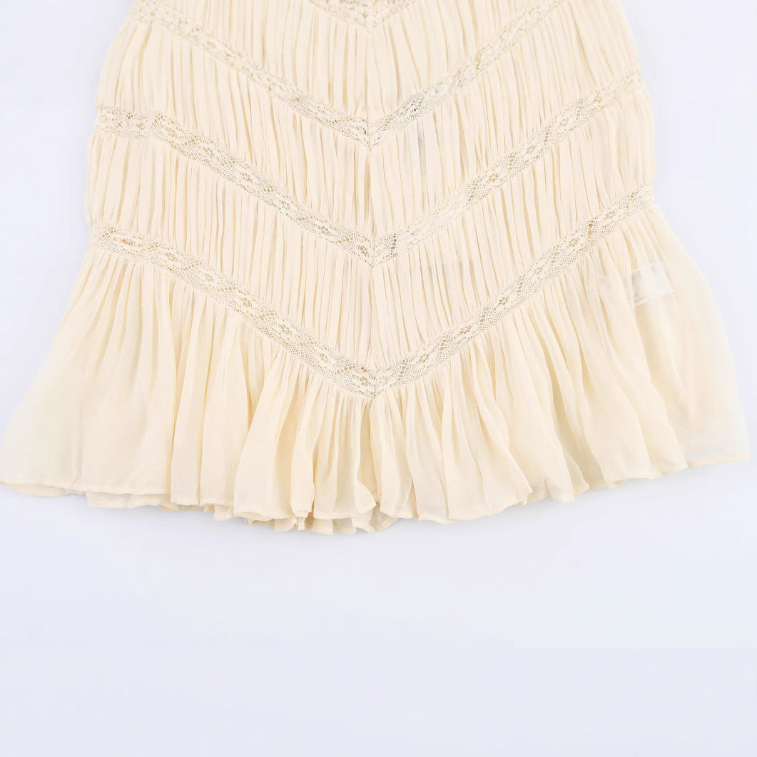 Femme Rüsch-Cami-Top med fine spidsdetaljer Stilla