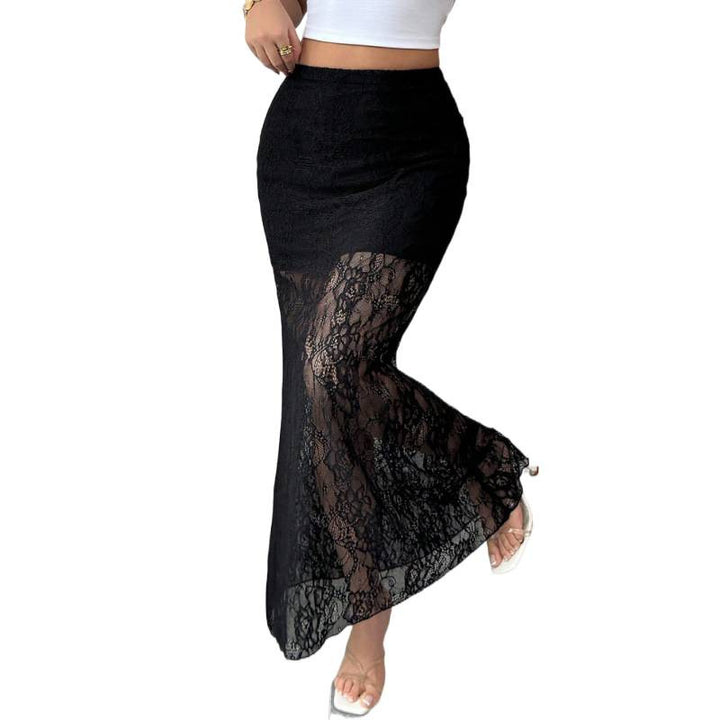Dame Elegant blonde nederdel i maxi-stil med gennemsigtig udseende Skovae