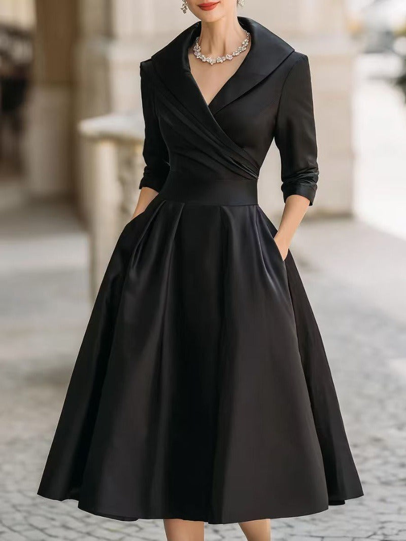 Kvinder elegant omslag kjole med peplum og praktiske lommer Stilla