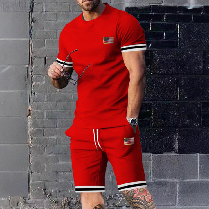 Herrer fritidsshorts og T-shirt sæt med stribet design Stilla