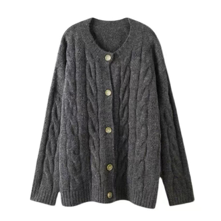 Femme Chunky Kabelstrik cardigan med iøjnefaldende knapper Stilla