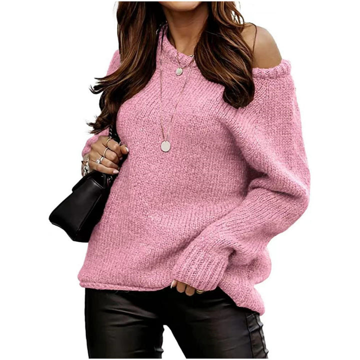Kvinders moderne strikpullover med off-the-shoulder design og oversized pasform Stilla