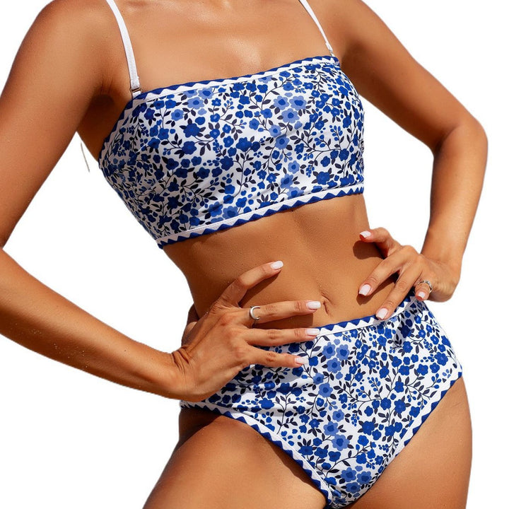 Dame Højtaljet Floralprint To-delt Badedragt Stilla