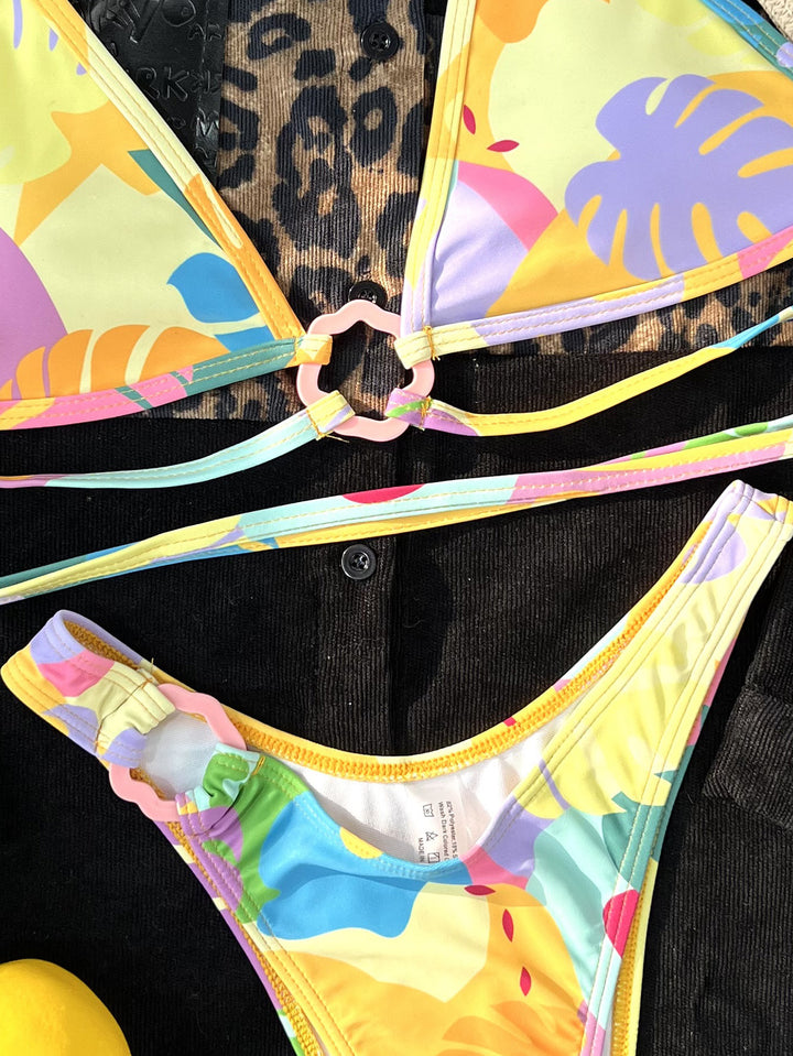 Dame Minimalistisk Triangel-Bikini-Sæt med spændende Bindingsdetalje Stilla