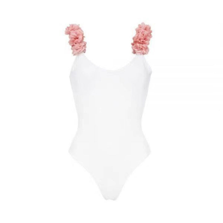 Dame elegant heldragt badedragt med florale stropper Stilla