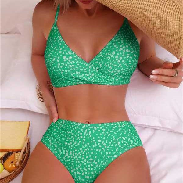 Dame Højt skåret bikini med elastisk overdel og legende mønster Stilla
