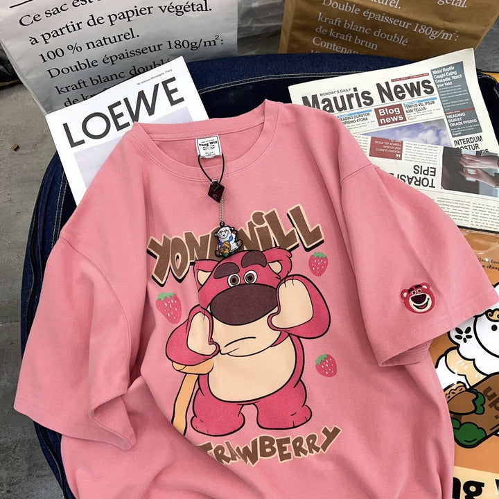 Dame T-shirt med kreativt cartoon-design og afslappet oversized pasform Stilla