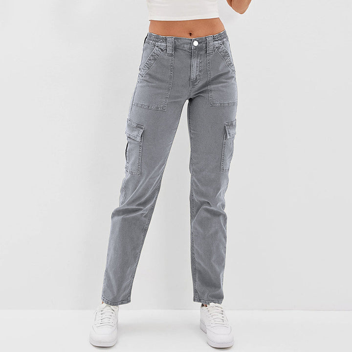 Dame Cargo-Jeans med praktiske sidelommer og moderne snit Stilla