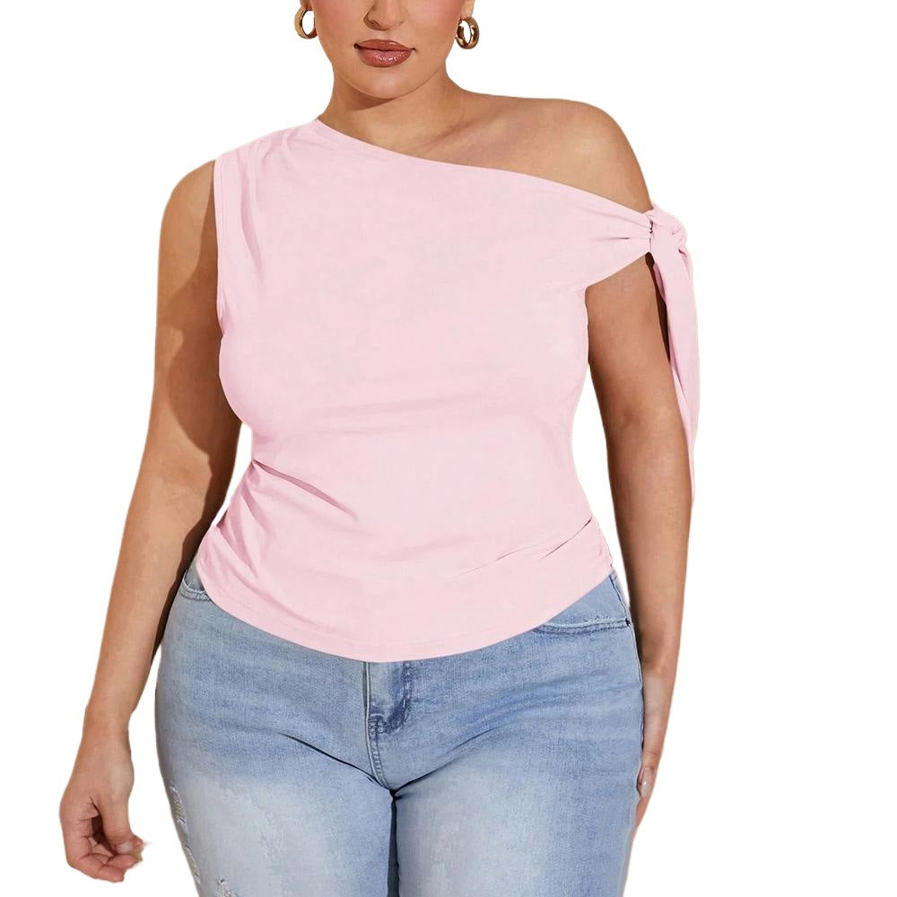 Dame asymmetrisk top med bindbart design Skovae
