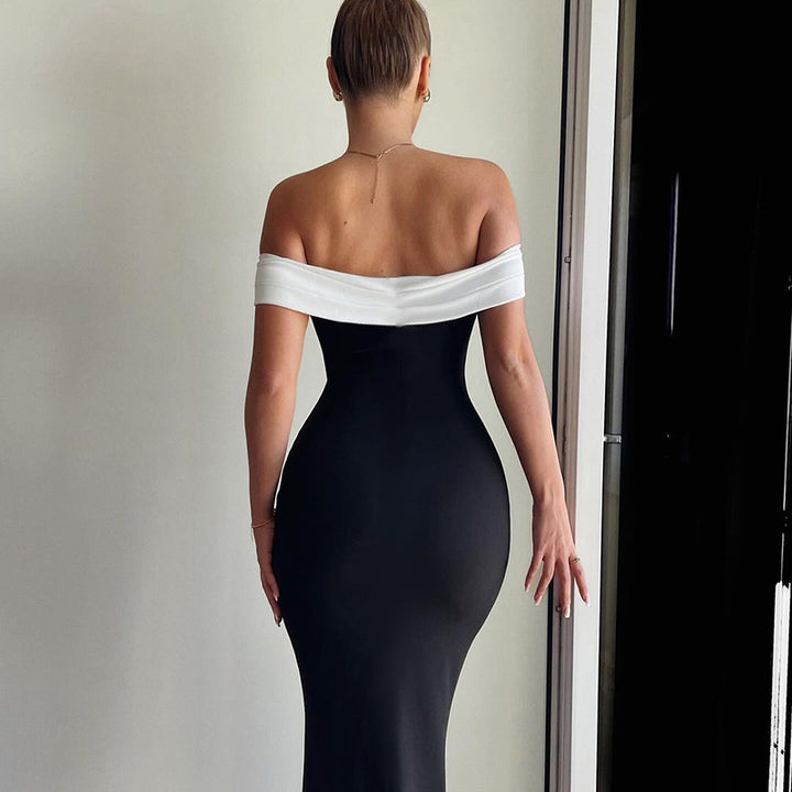 Dame Elegant Off-Shoulder Bodycon Maxikjole Stilla