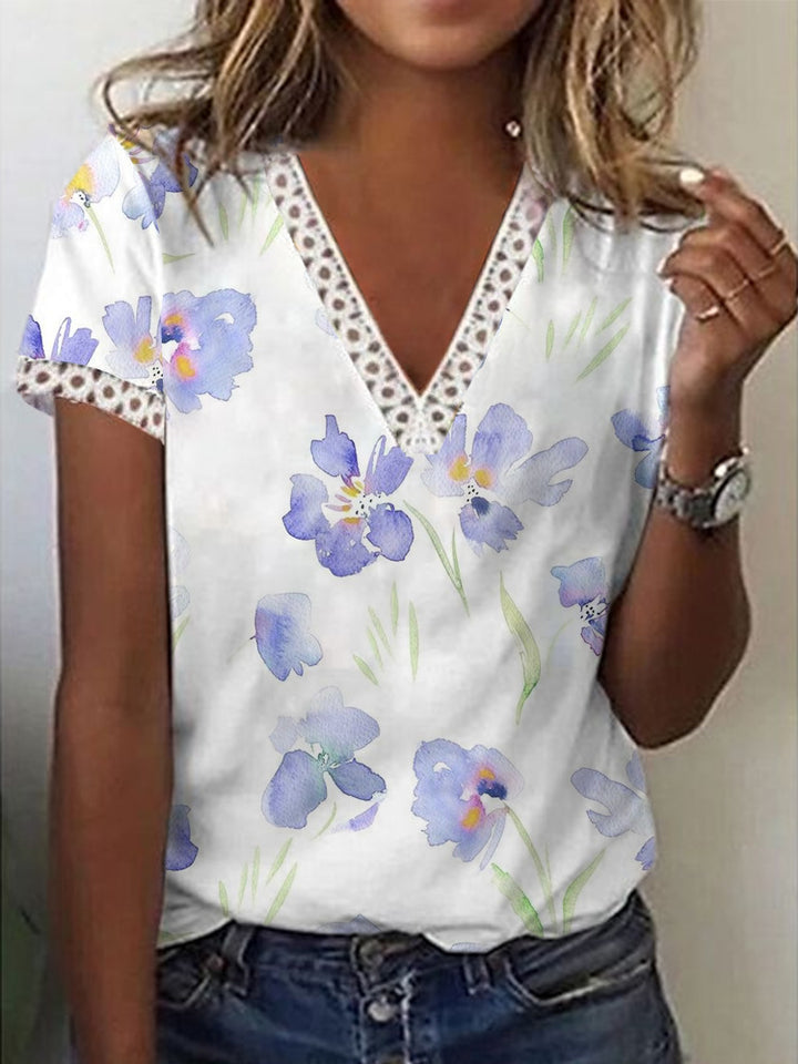 Dame Glitrende V-Pullover Bluse Skovae