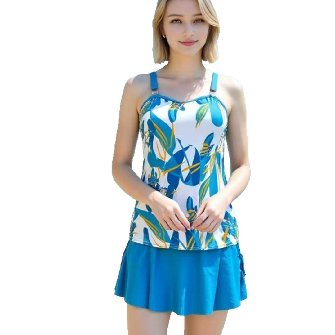 Damer Sporty Tankini-sæt med justerbare stropper og moderne nederdel Stilla