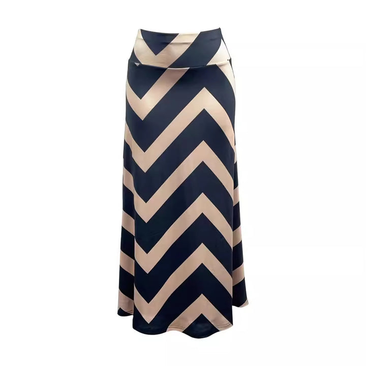 Dame Maxiskirt med trendy zigzag mønster Stilla
