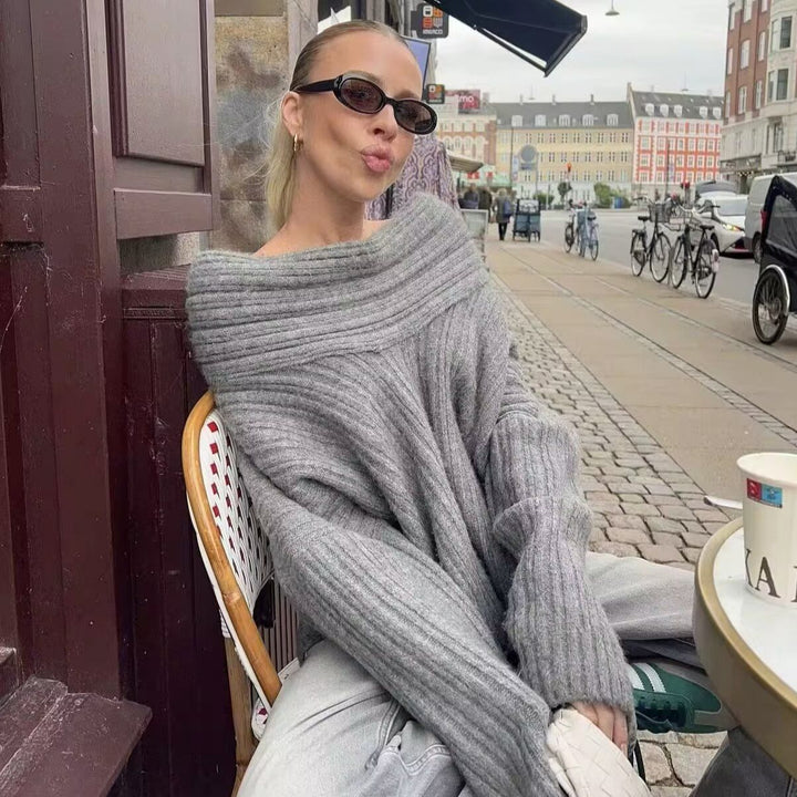 Kvinders chunky striktrøje med modevenlig turtle neck Stilla