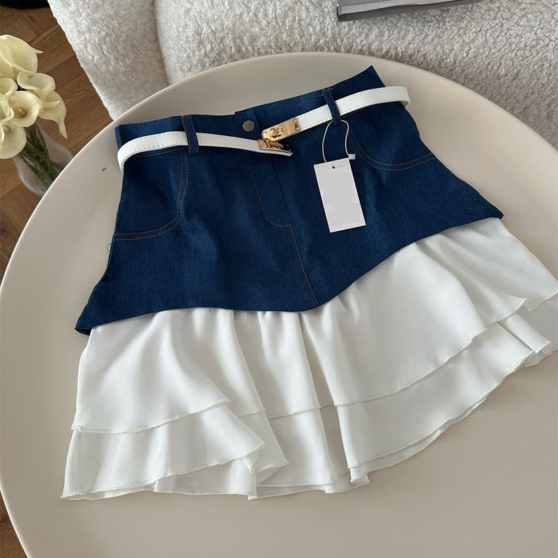 Dame lagkøje med denim-overdel og flæse detaljer Stilla