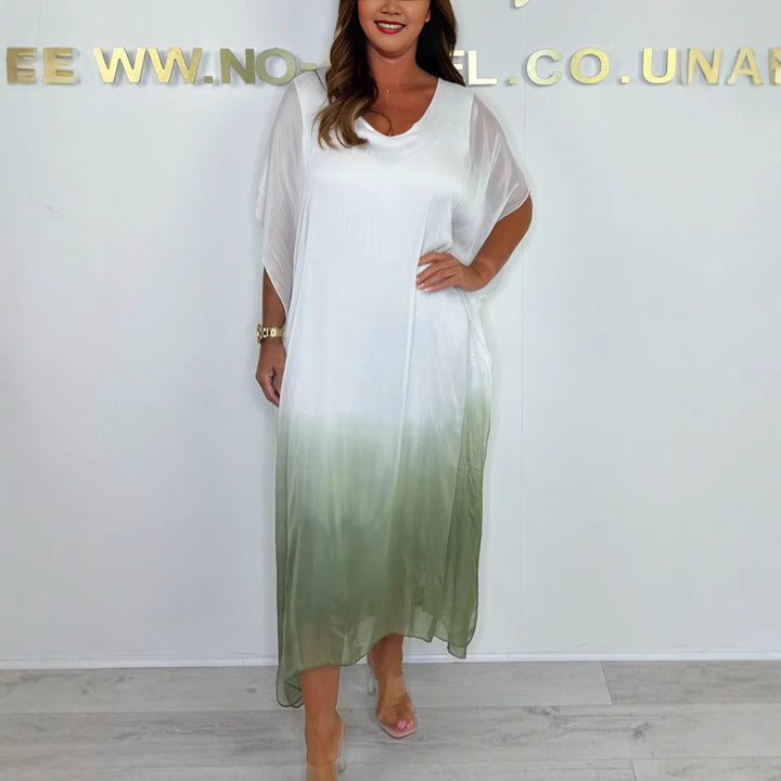 Dame maxikjole med flydende chiffon og elegant farveovergang Stilla