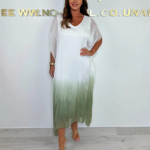 Dame maxikjole med flydende chiffon og elegant farveovergang Stilla