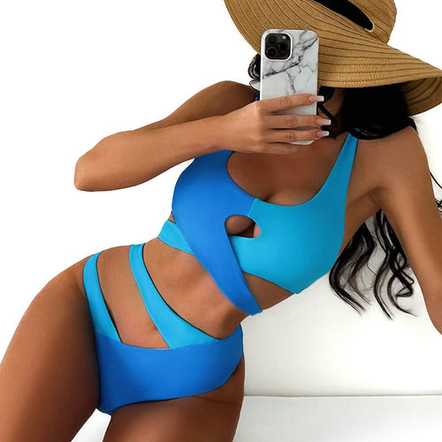 Dame Bikini-sæt med asymmetrisk top og justerbare stropper Stilla