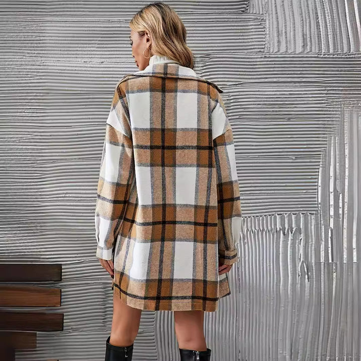 Dame ternet oversized skjorte blazer Stilla