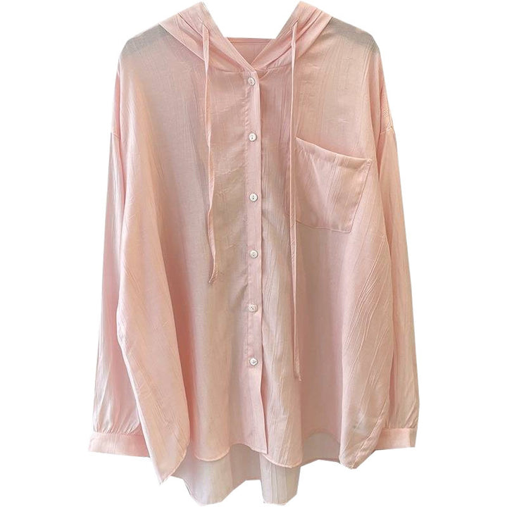 Femme Letvægt Hætte Button-Up Skjorte Stilla
