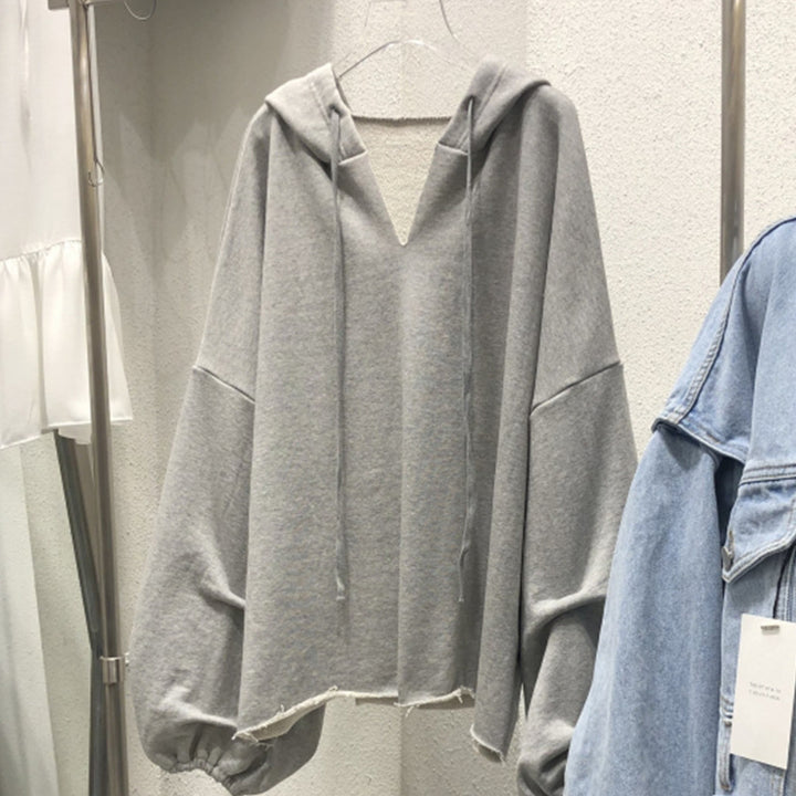 Dame Oversized V-Hals Hoodie Sweatshirt Stilla