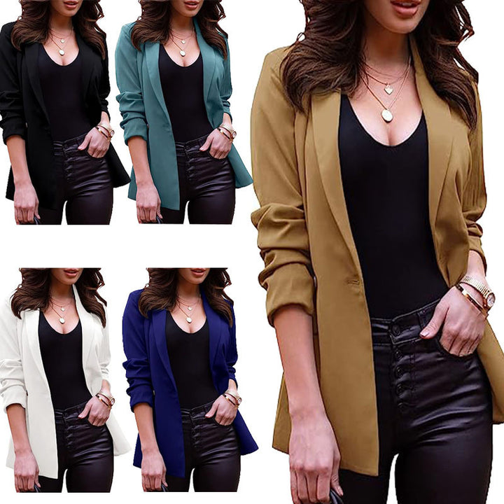 Dame Elegant Blazer med afslappet snit og smalle revers Stilla
