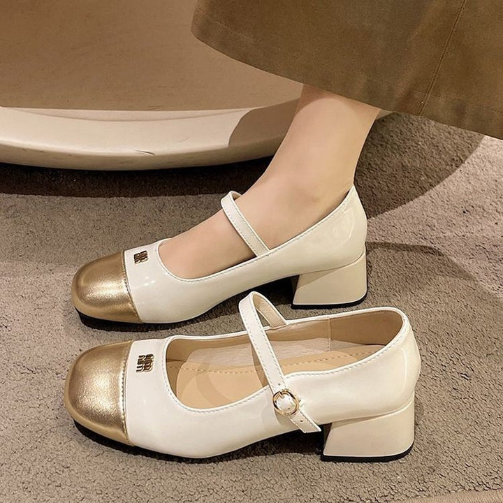 Dame Ballerina-pumper med elegant remdesign og komfortabel blokhæl Stilla