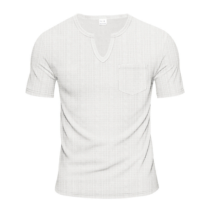 Herre kortærmet Henley-shirt med moderne V-udskæring og praktisk brystlomme Stilla