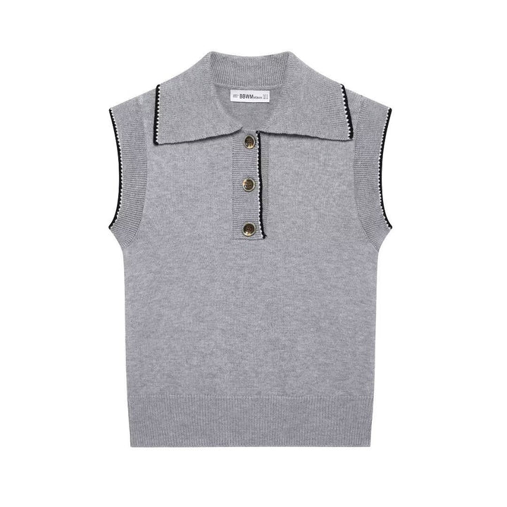 Femme Sleek ærmeløst strik-polo-sweater Stilla