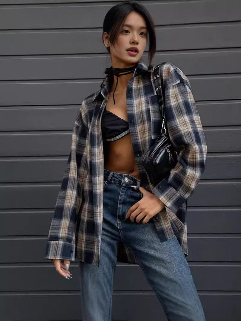 Femme Oversized Ternet Button-Up Skjorte Stilla