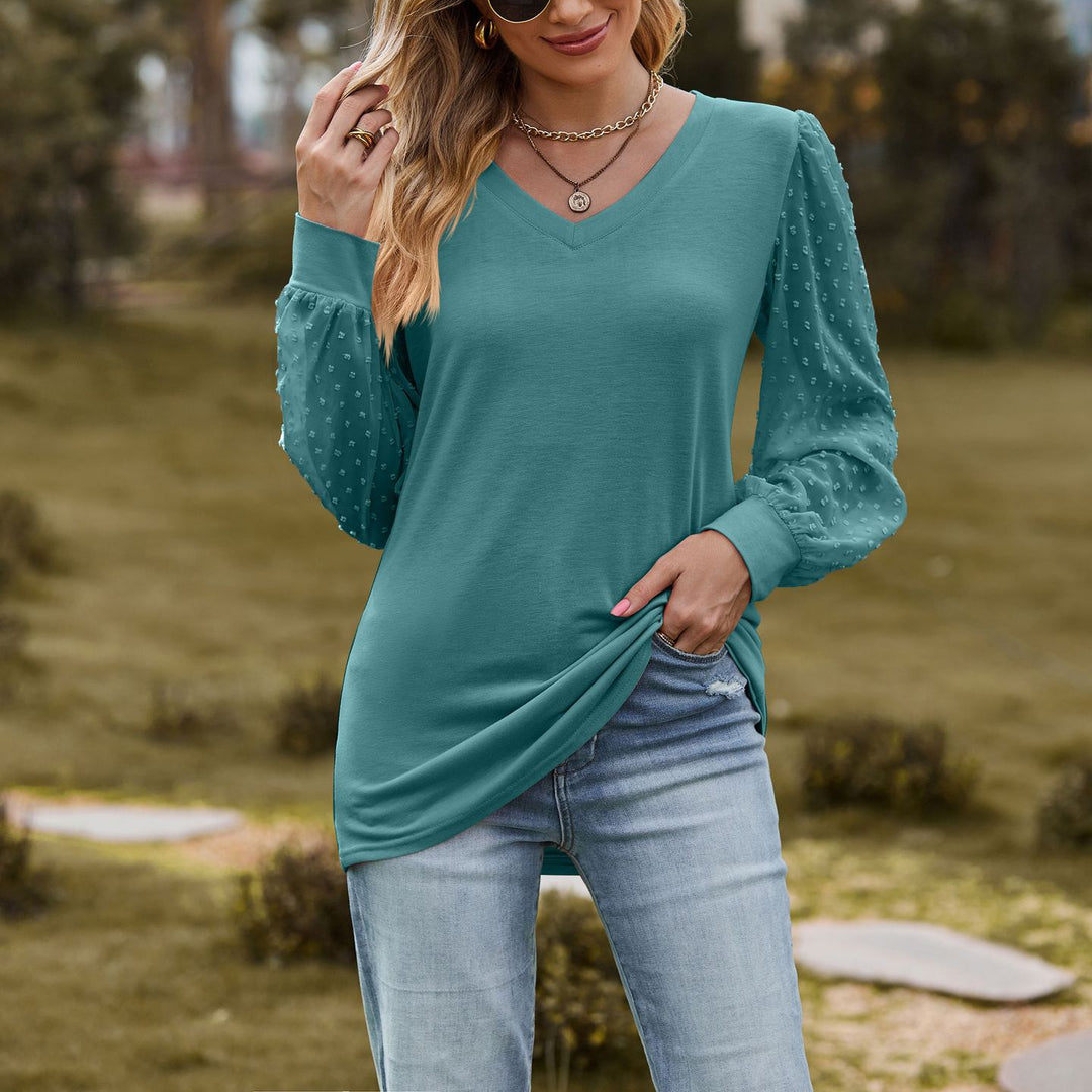 Damebluse med puffærmer og struktureret design Stilla