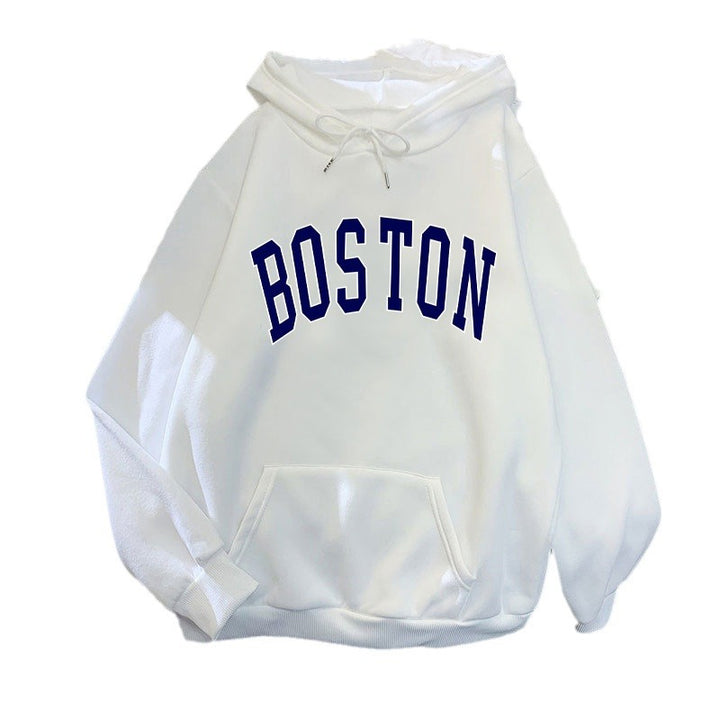 Dame hoodie med klassisk Boston print Skovae