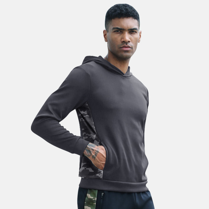 Herrer Sport hoodie med innovativ camouflage sideindsats og åndbare egenskaber Stilla