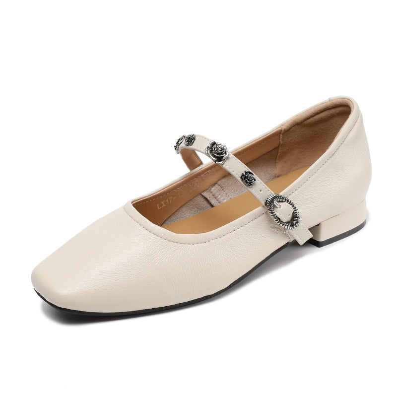 Dame Elegant Mary Jane Ballerinaer med Dekorativ Rem Detalje Stilla