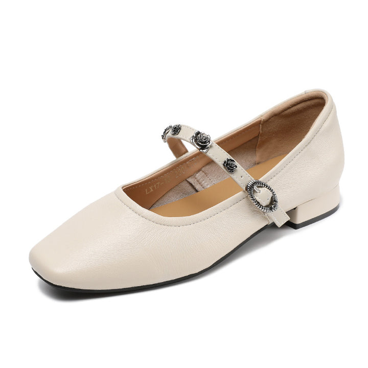 Dame Elegant Mary Jane Ballerinaer med Dekorativ Rem Detalje Stilla