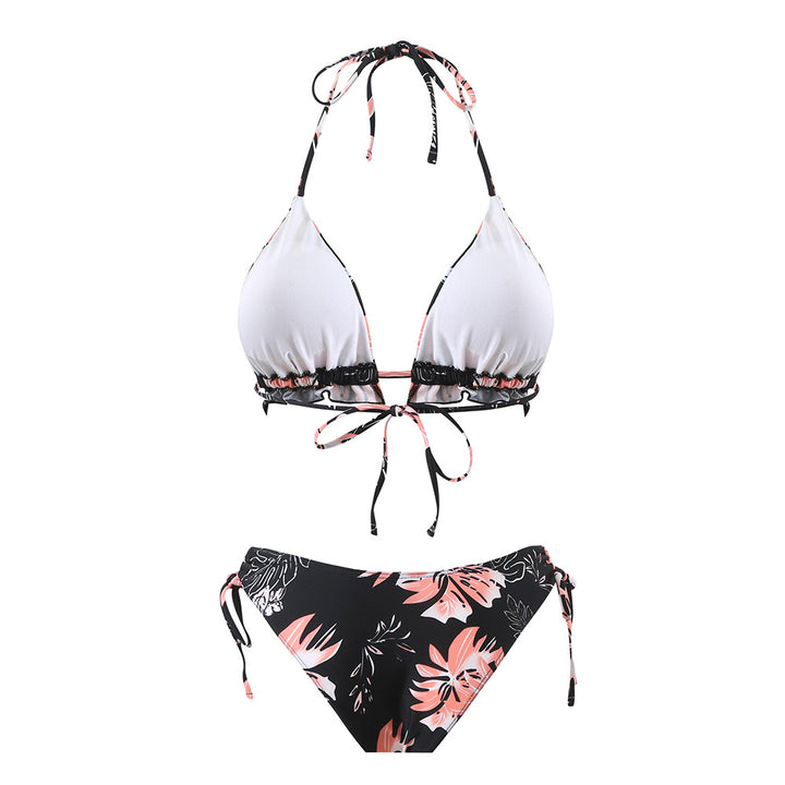 Damer triangel-bikini-sæt med legende flæse-detaljer og blomstret design Stilla