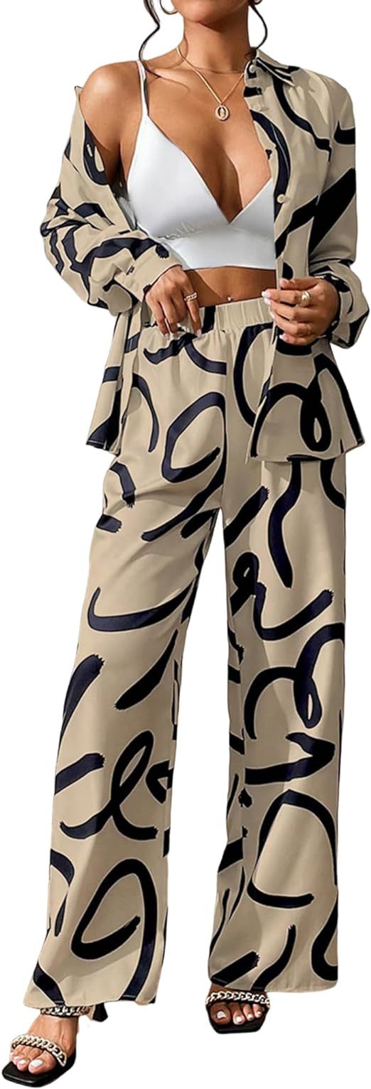 Dame Elegant og moderne fritids-loungewear-sæt i abstrakt design Stilla