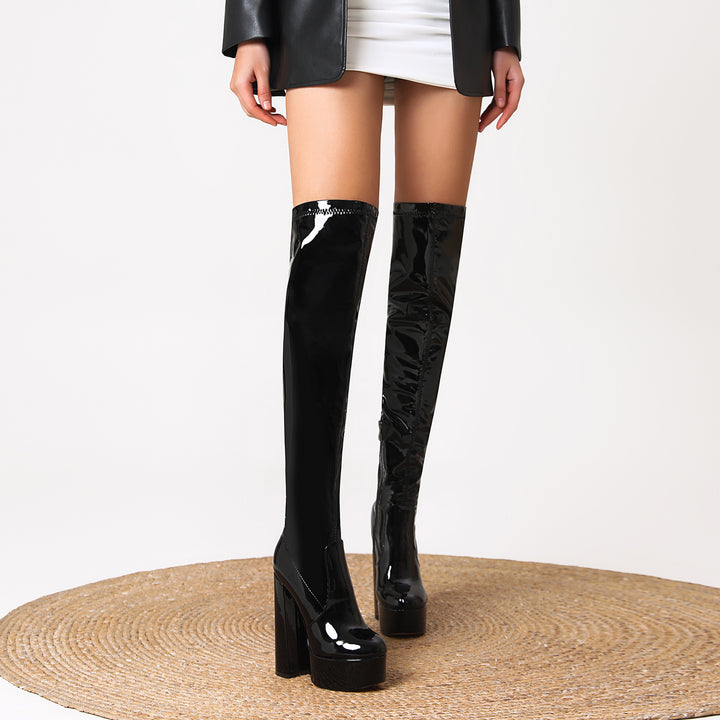 Femme Over-the-Knee Glinsende Platform Stiletto Støvler Stilla