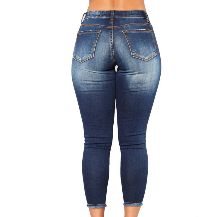 Dame jeans i afslappet brugt-look med trendy revner Skovae