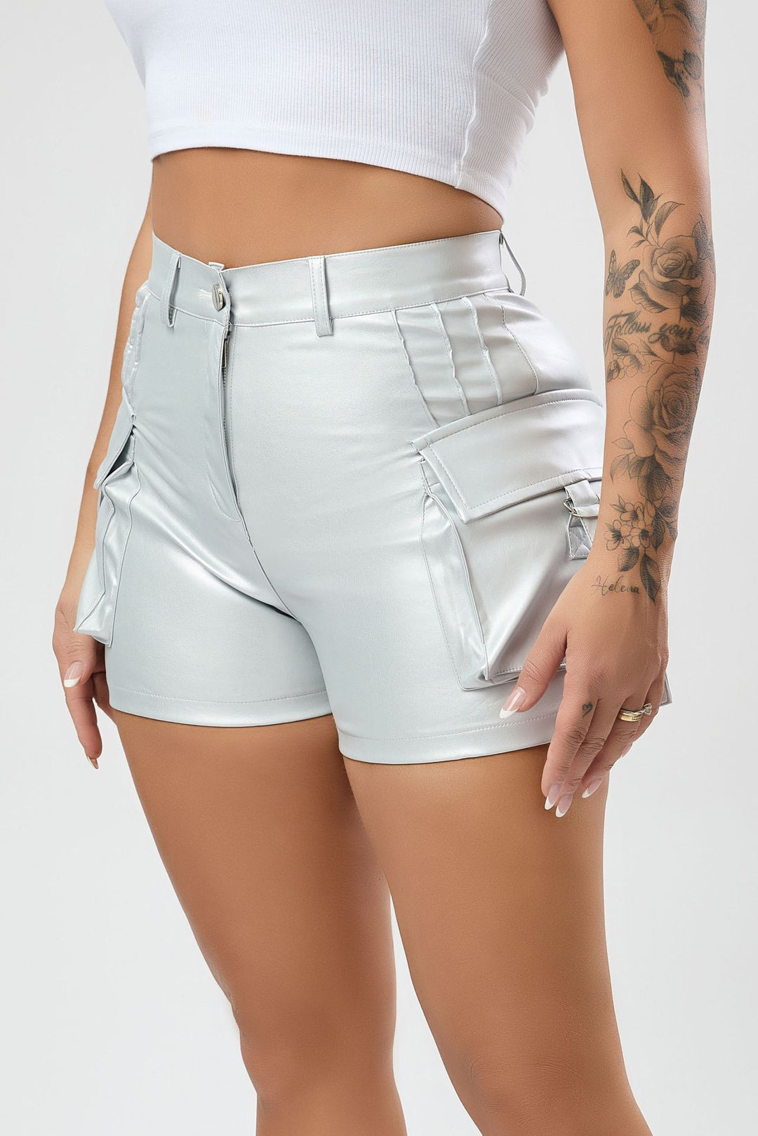 Dame Løs Cropped Bluse med Blondeaccent Stilla