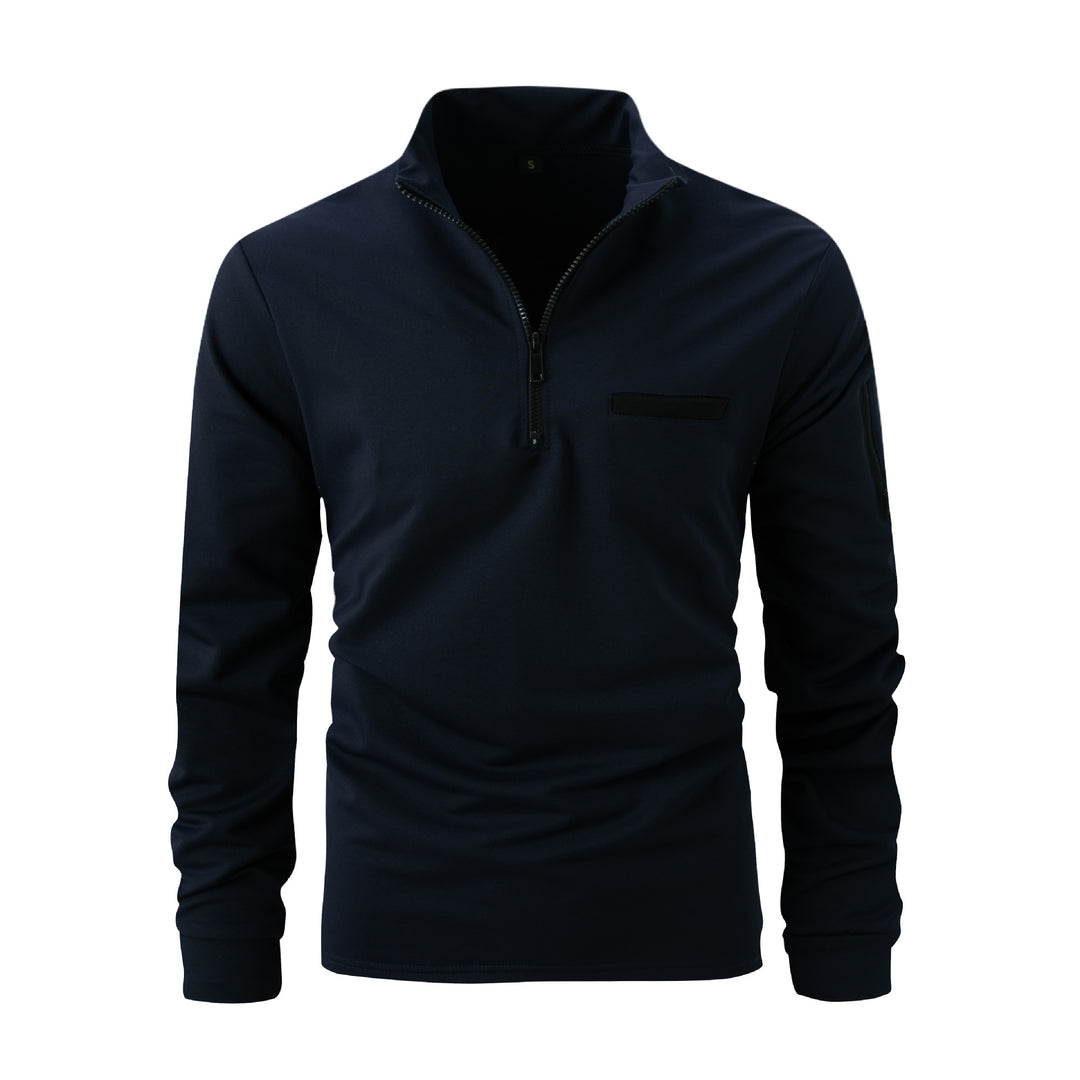 Herrer sweatshirt med moderne ståkrave og praktiske lynlåslommer Stilla