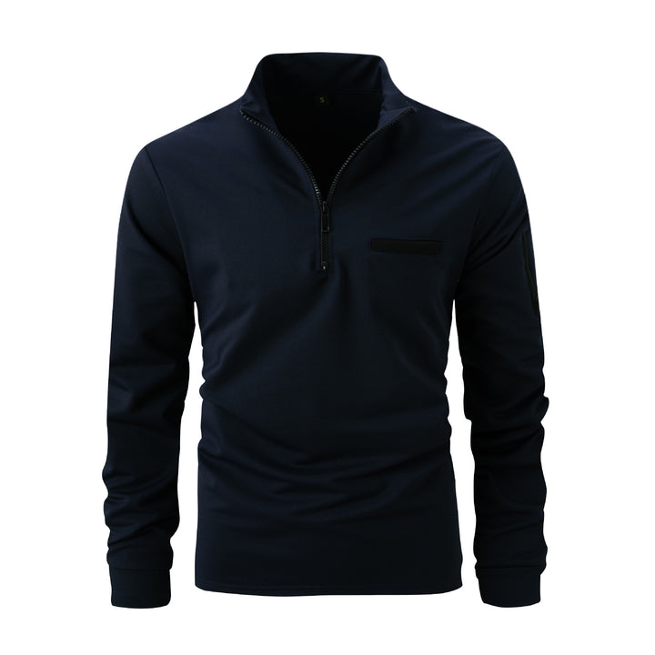 Herrer sweatshirt med moderne ståkrave og praktiske lynlåslommer Stilla