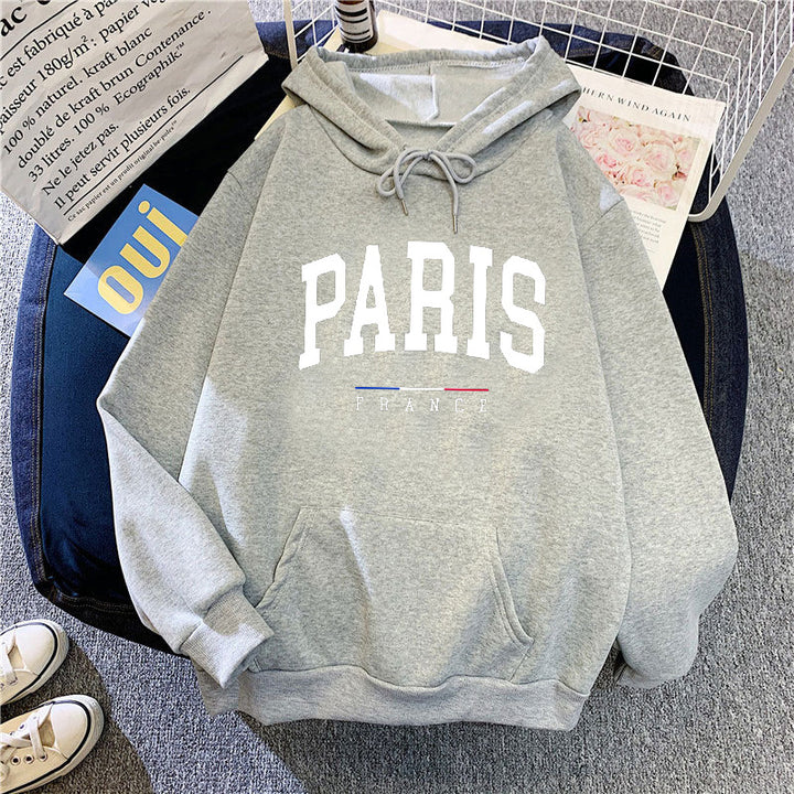 Dame hoodie med stort Paris print Skovae
