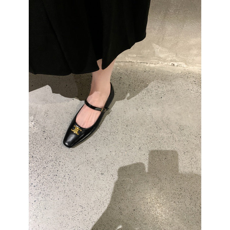 Dame elegante spids tå Mary Jane ballerinaer med dekorativt spænde-detail Stilla