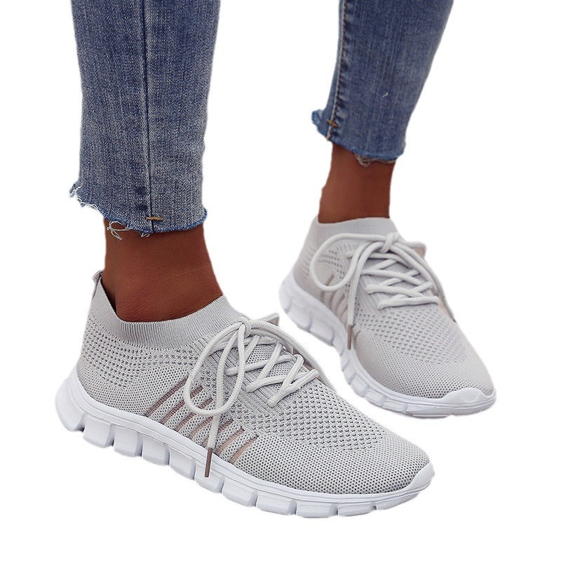 Dame åndbare sneakers med elastisk strikket overdel og skridsikker sål Stilla