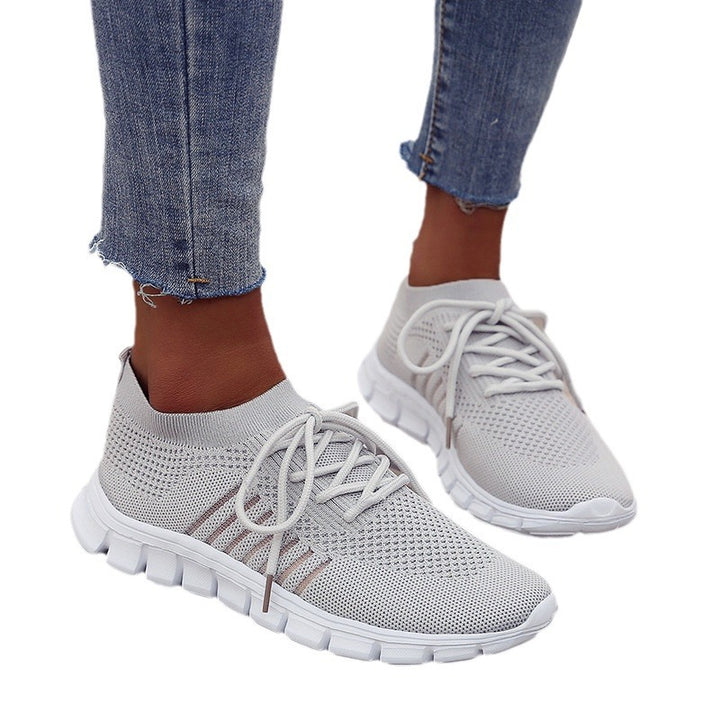 Dame åndbare sneakers med elastisk strikket overdel og skridsikker sål Stilla