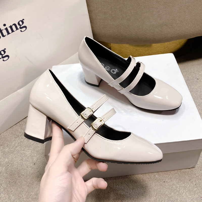 Femme Blokhæl Mary Jane Pumps med dobbelt rem Design Stilla
