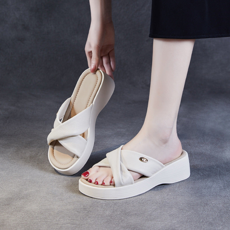 Femme Cross-Strap Platform Rutsjebåndsandaler Stilla
